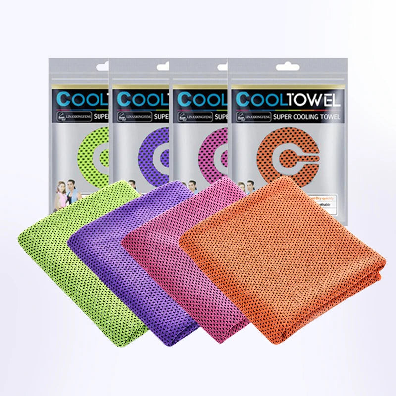 Running Accessories Gear: 4PC Cooling Towels (35.4 * 11.8 Inches), Soft Breathable Sports Towels For Fitness / Rungear
