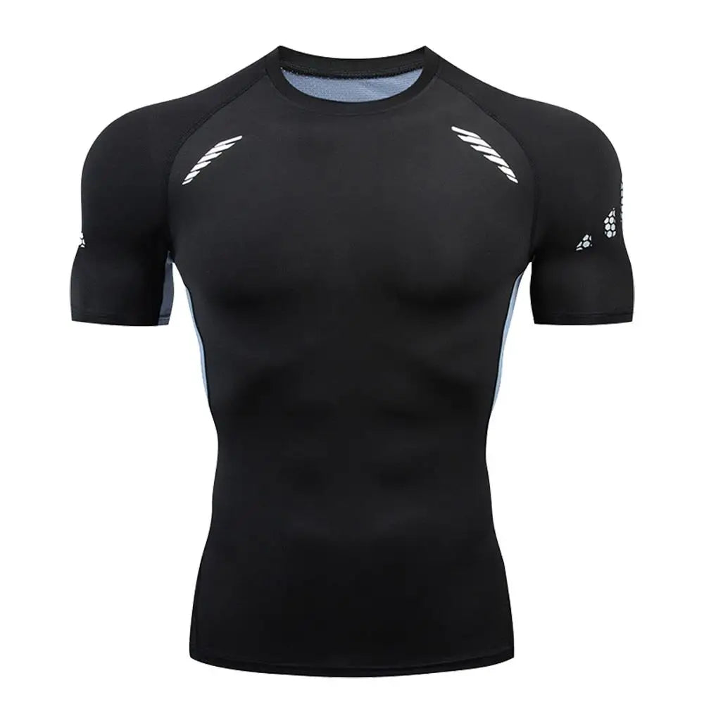 Men's Compression Training Shirt – Short Sleeve Rashguard for Running & Gym Workouts
