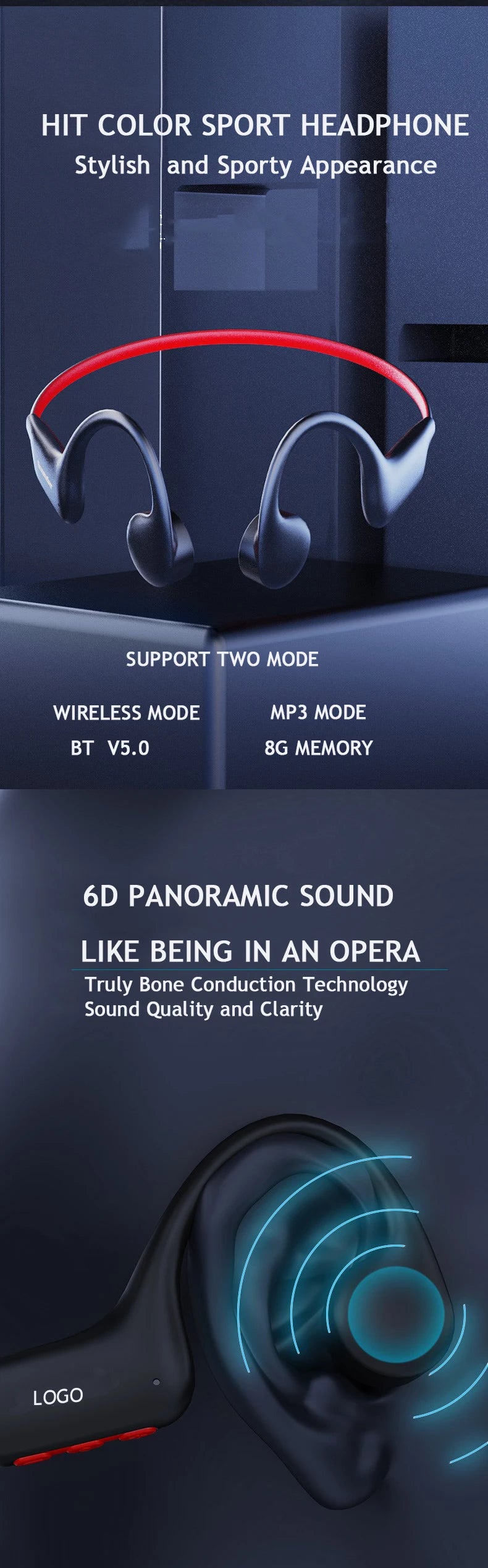 Running Tech Accessories: EASYBUDS Bone Conduction, Waterproof, Wireless Bluetooth IPX8 Open Ear Headphones, 32GB IP68 / Rungear