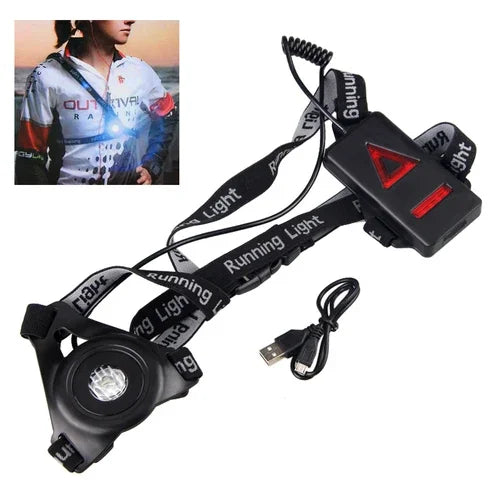 USB Rechargeable LED Chest Strap Light – Portable Night Running Safety Lamp | Battery Included | RUNGEAR