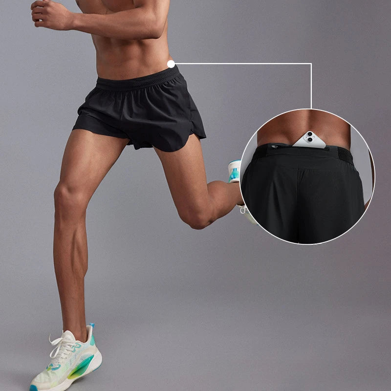 Men's Quick-Dry Apparel: Lightweight, Athletic 3-Inch Marathon Shorts with Built-in Liner Waist Pocket for Trail, Running / Rungear