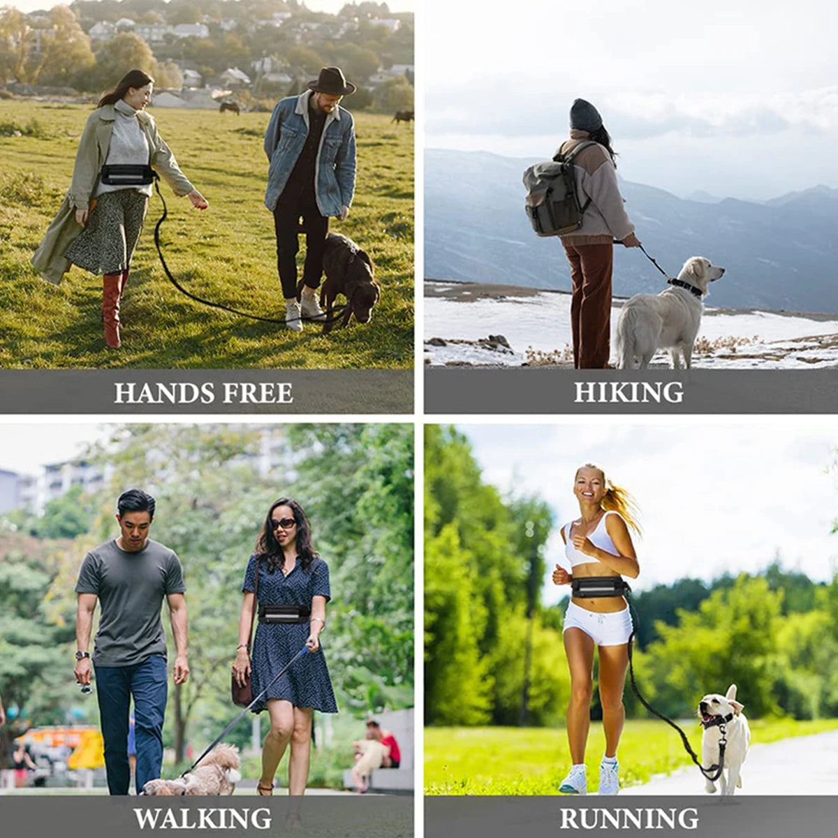 Hands-Free Dog Leash with Waist Bag – Reflective Retractable Elastic Belt for Running & Hiking | Quick Release | 3 Colours