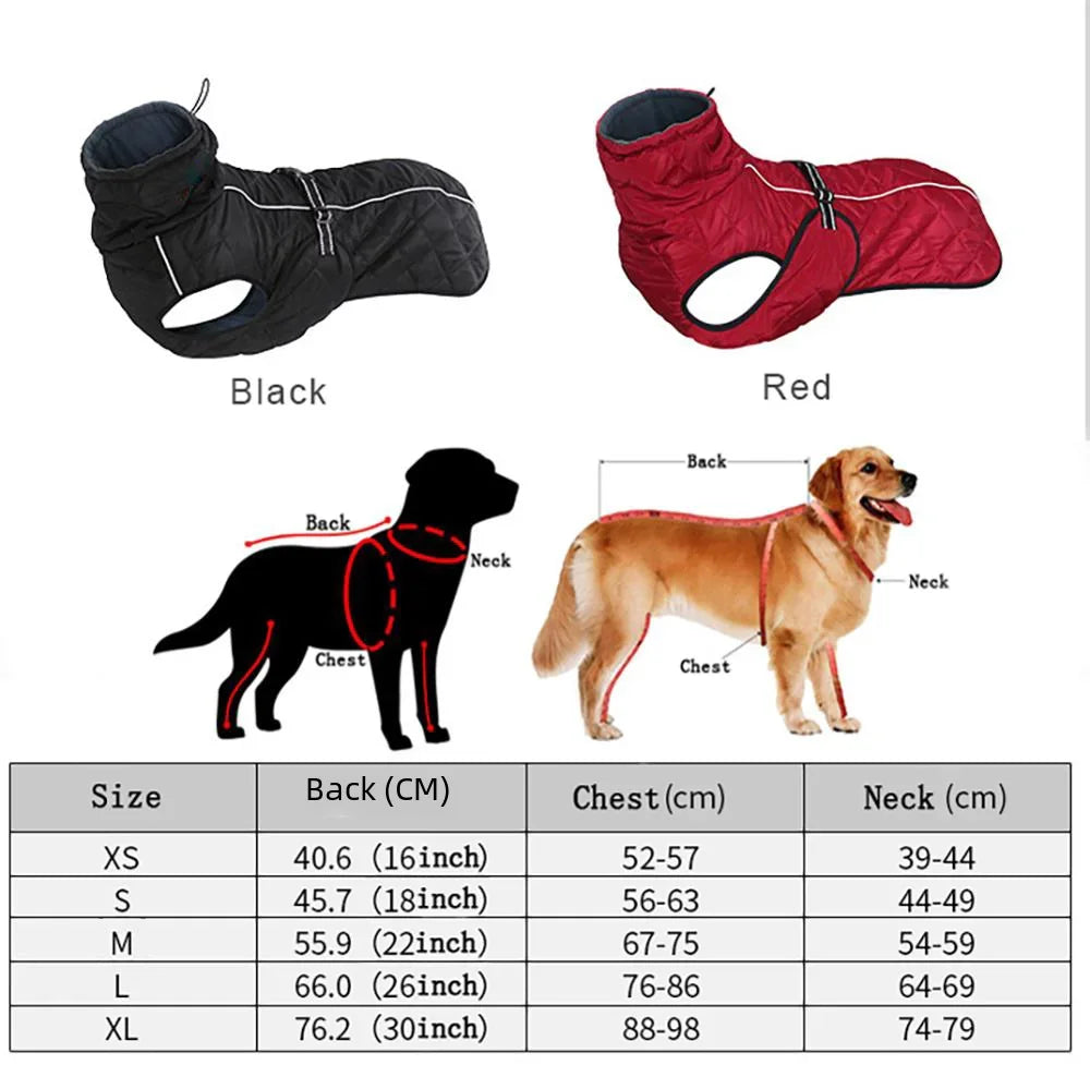 Dog Waterproof Reflective Winter Jacket | Warm Polyester Coat for Medium & Large Dogs | RUNGEAR