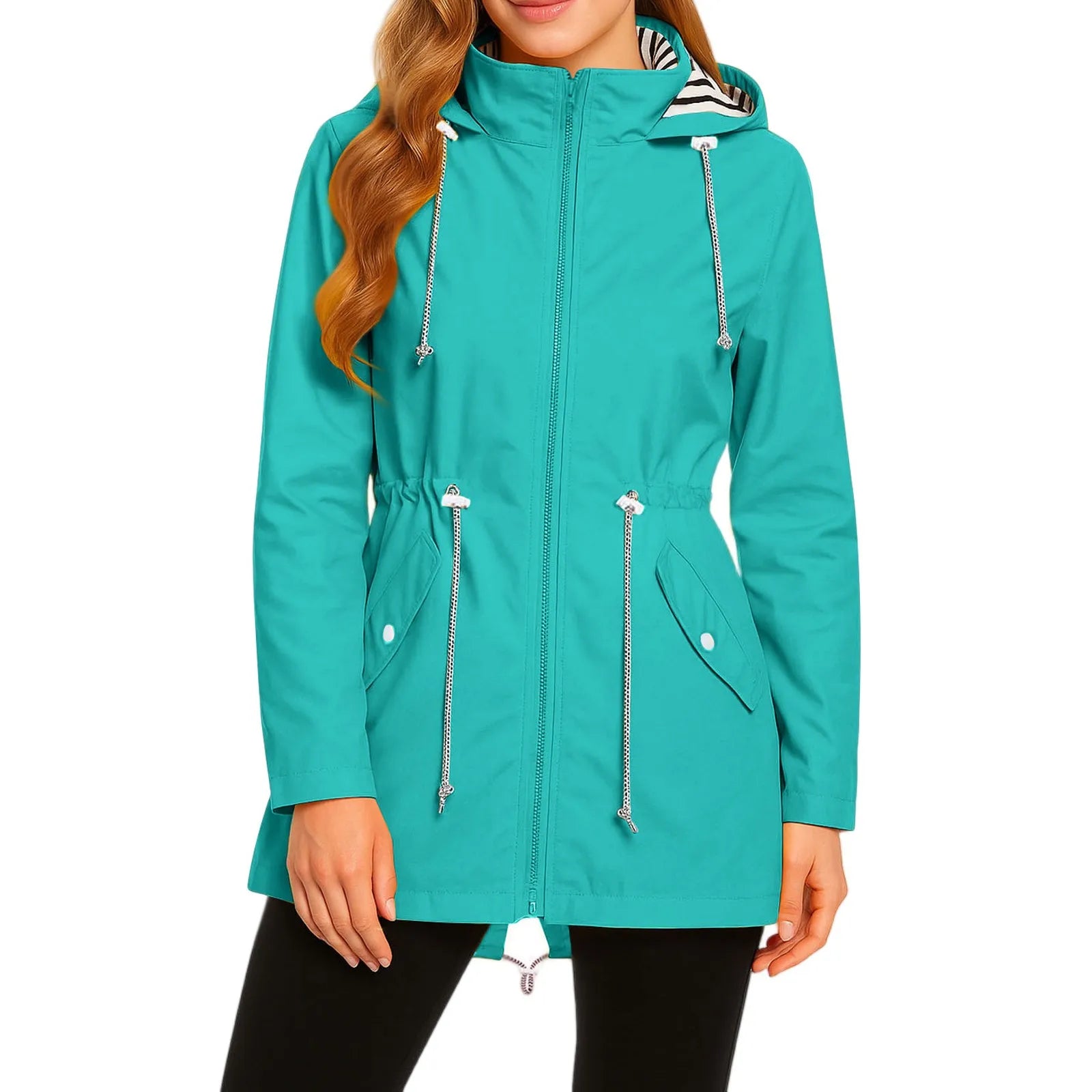 Women's Lightweight Jackets: Long, Waterproof, Outdoor Rain Coat Jacket / Rungear