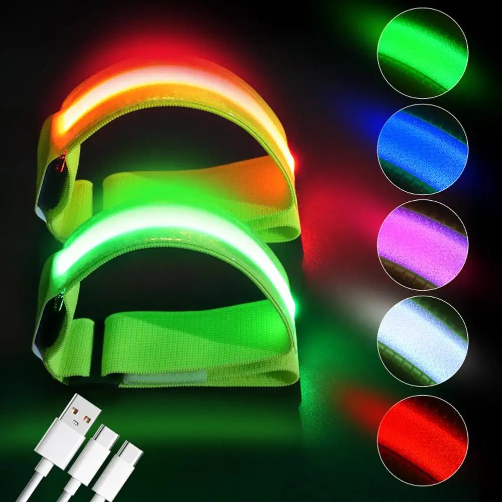 RUNGEAR LED Reflective Armbands | High-Visibility Safety Bands for Night Running, Cycling & Hiking (2-Pack)
