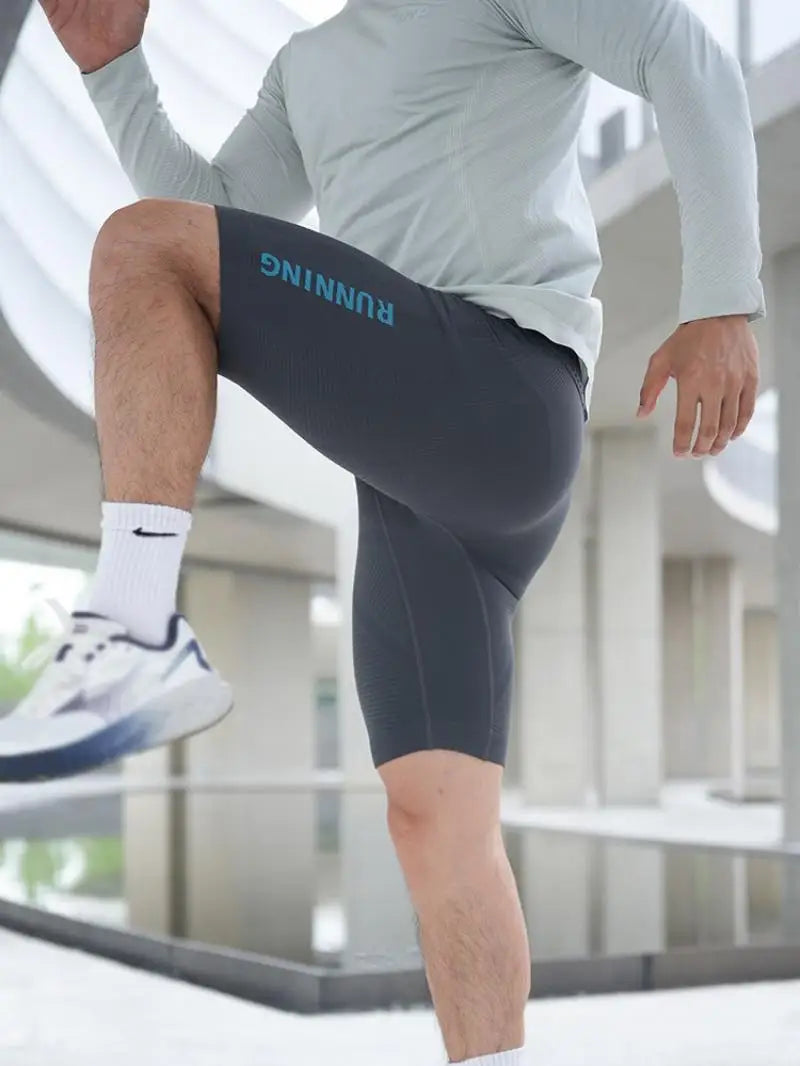 Men's Compression Running Shorts with Pockets | Quick-Dry Nylon-Elastane Athletic Shorts