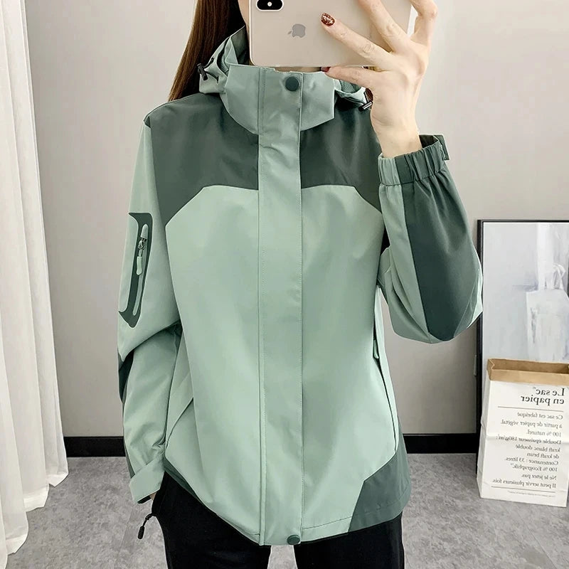 Women's Jacket Apparel: Waterproof, Windproof, Single-layer, Long Sleeved Hooded Jacket with Zipper / Rungear