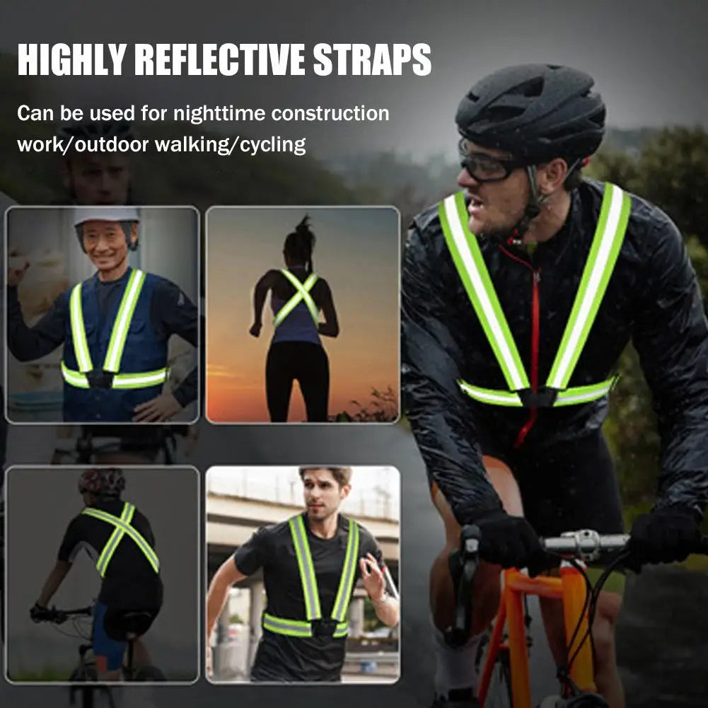 Reflective Safety Vest Harness – Adjustable, Elastic, High-Visibility | Night Running, Cycling & Outdoor | Adults & Children | 5 Colours