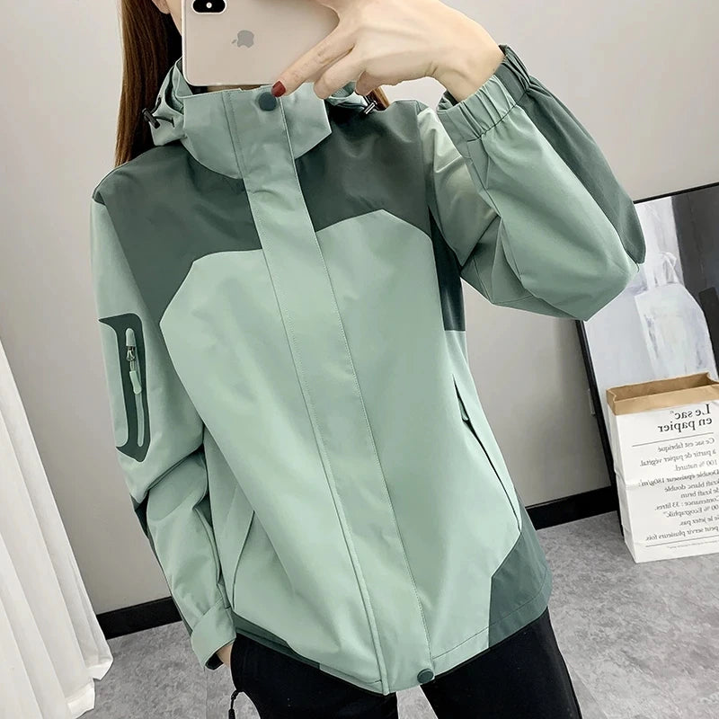 Women's Jacket Apparel: Waterproof, Windproof, Single-layer, Long Sleeved Hooded Jacket with Zipper / Rungear