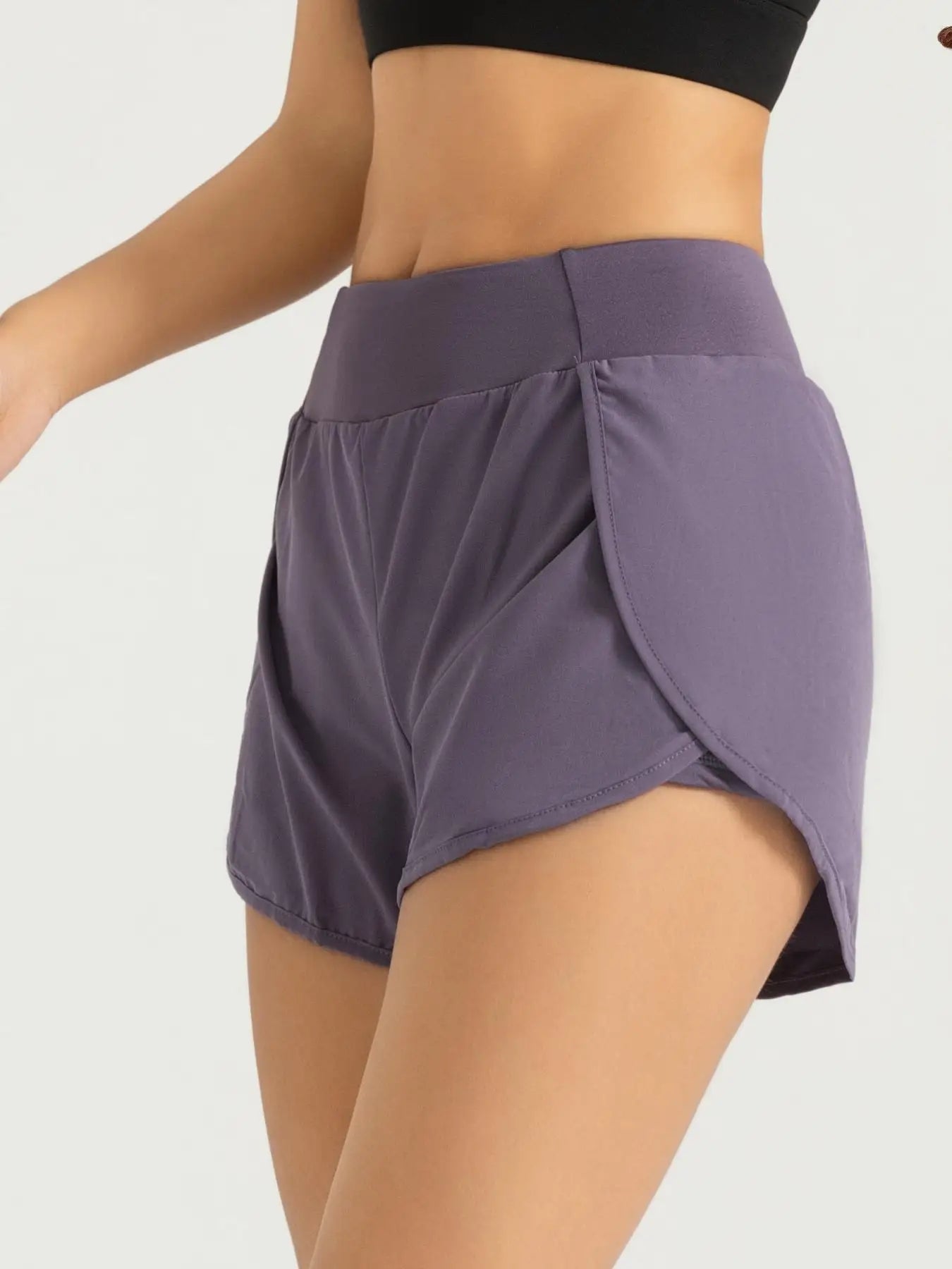 Women's Lightweight Moisture-Wicking High Waisted Comfort Design Running Shorts with Pockets and Liner