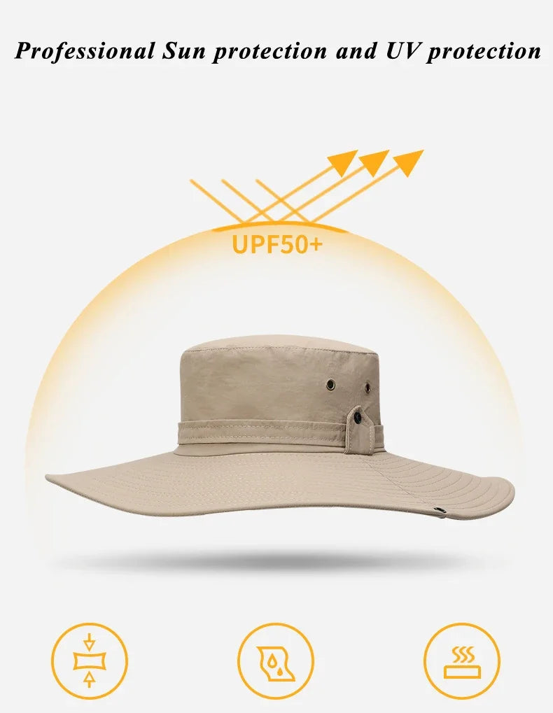 Unisex Wide Brim UV Sun Hat | Breathable Mesh Boonie for Hiking & Fishing