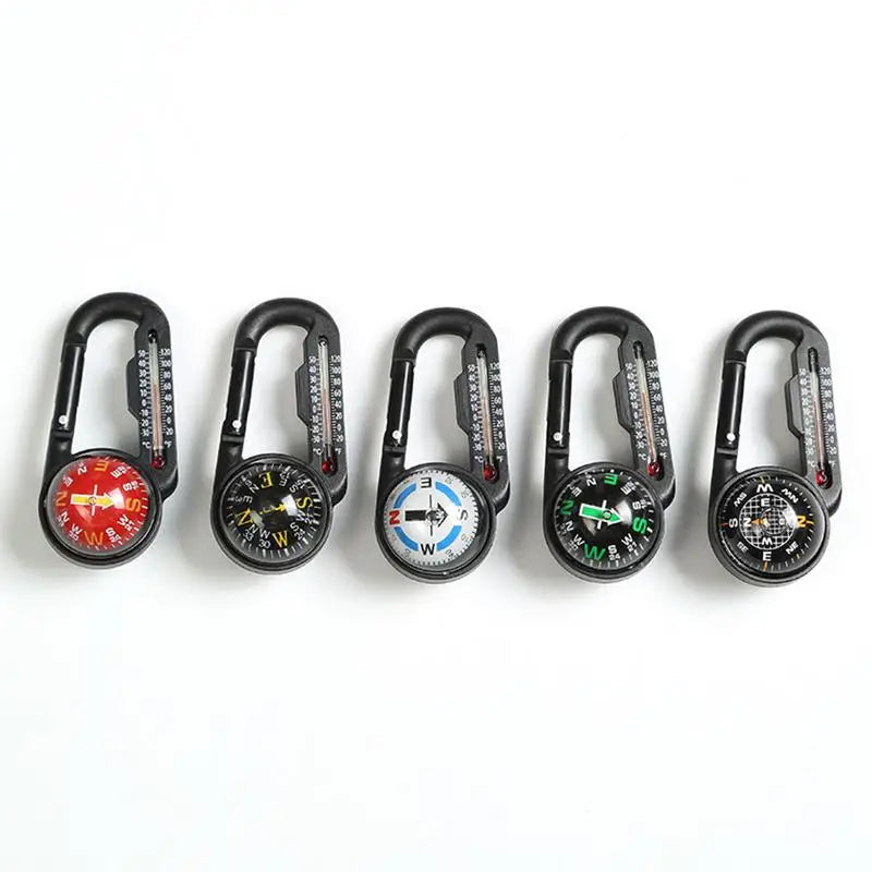 Trail Gear Accessories: Compass Hiking Outdoor Buckle Mini Compass Carabiner Keychain With Thermometer / Rungear