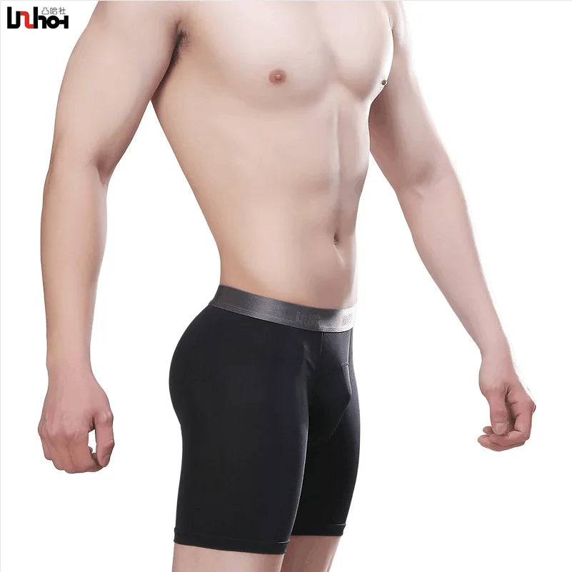Men's Quick-Dry Compression Boxer Briefs | Long-Leg U-Pouch Sports Underwear