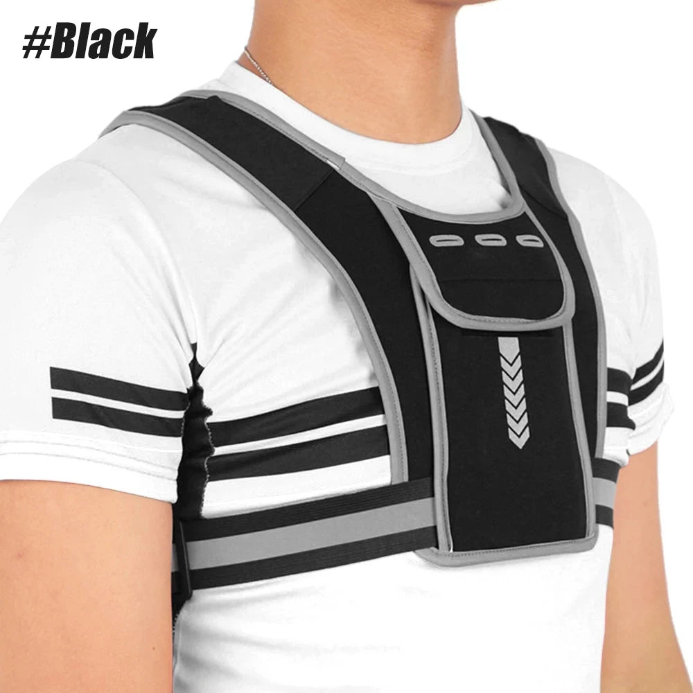 Reflective Night Running Vest with Phone Holder & Water Bottle Holder – Lightweight Safety Vest for Running, Hiking & Training | RUNGEAR