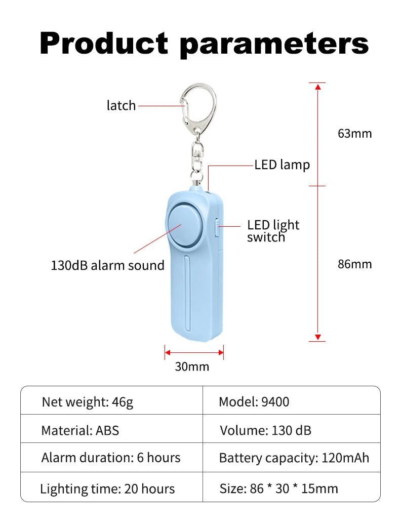 ARIZA AF9400 Personal Safety Alarm — 130dB Loud Keychain for Runners & Solo Athletes