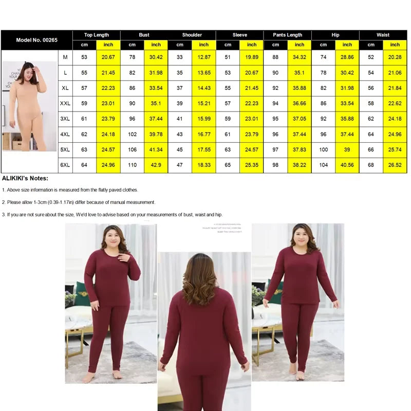 Women's Thermal Apparel: Plus Size, Warm Base Layers Long John Thermal Underwear And Undershirt Sets / Rungear