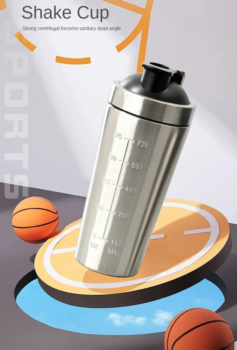 Stainless Steel Protein Shaker Bottle – 304 Steel, Leak-Proof Flip Lid | 500ml & 740ml