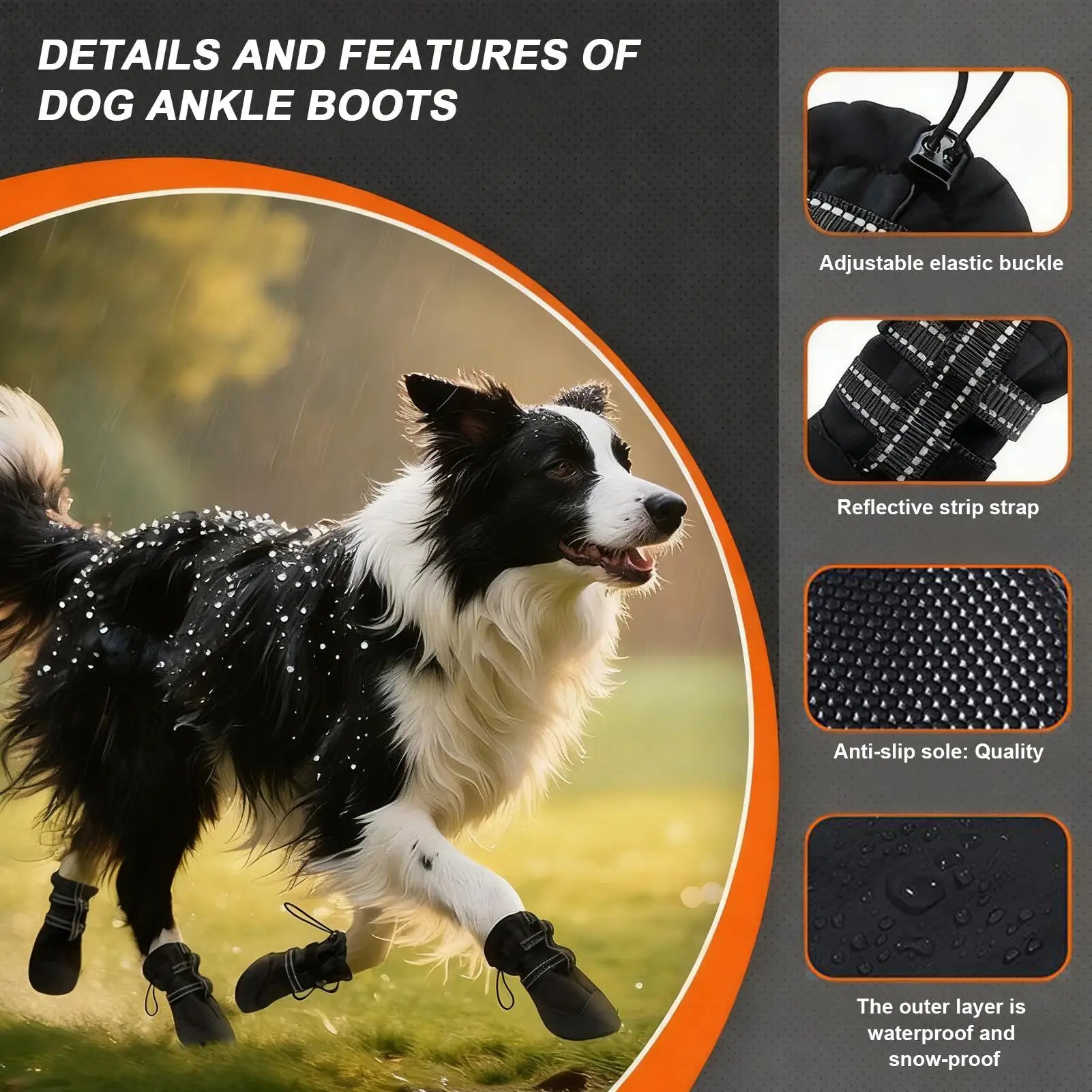 Dog Boots 4PC Set – Wool Anti-Slip Protective Booties for Medium & Large Dogs | Wound Recovery, Hiking, Outdoor & Beach