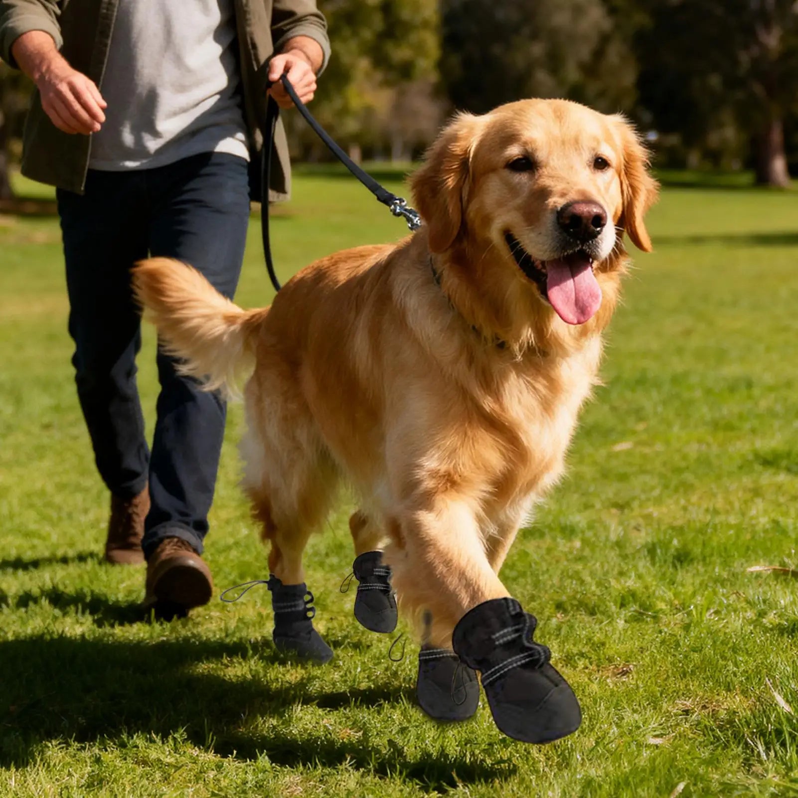 Dog Boots 4PC Set – Wool Anti-Slip Protective Booties for Medium & Large Dogs | Wound Recovery, Hiking, Outdoor & Beach