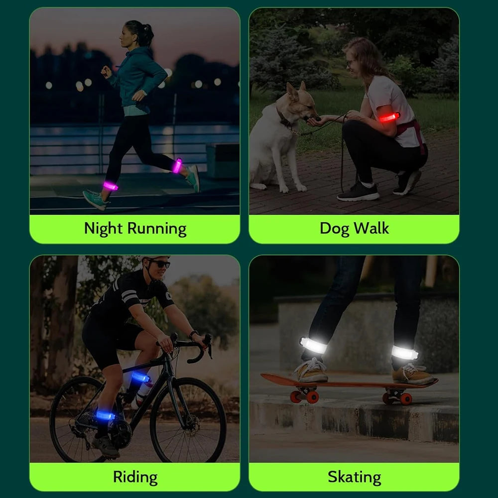 LED Safety Armband for Night Running & Cycling – Rechargeable, Reflective, Adjustable Light Band