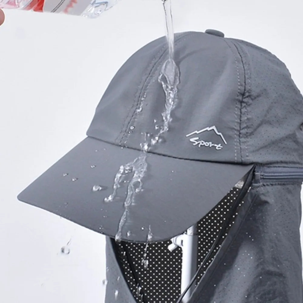 Unisex Breathable Detachable Mask Wide Brimmed Bucket Sunhat For All Outdoor Sports
