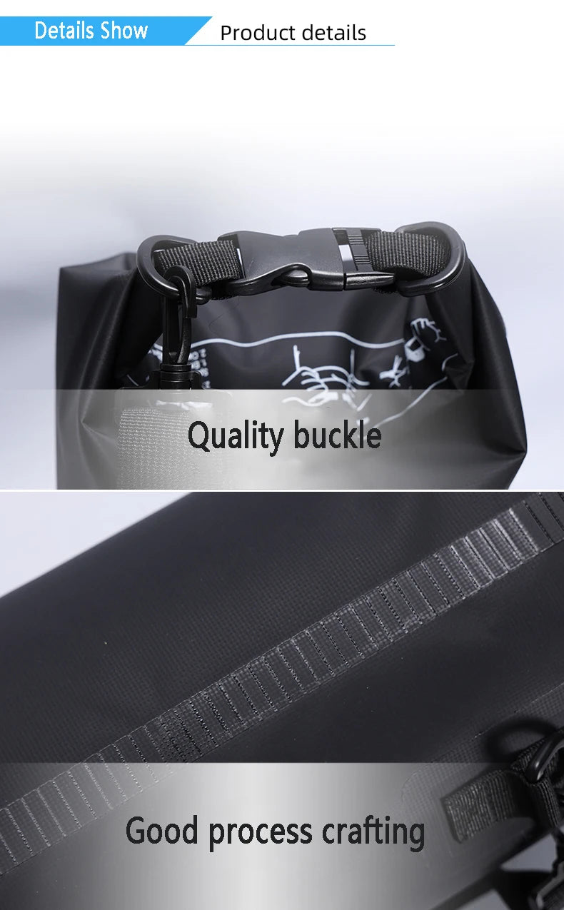 Waterproof PVC Roll-Top Dry Bag | 2L to 30L, Roll-Top Buckle Closure, Shoulder Strap Options | RUNGEAR