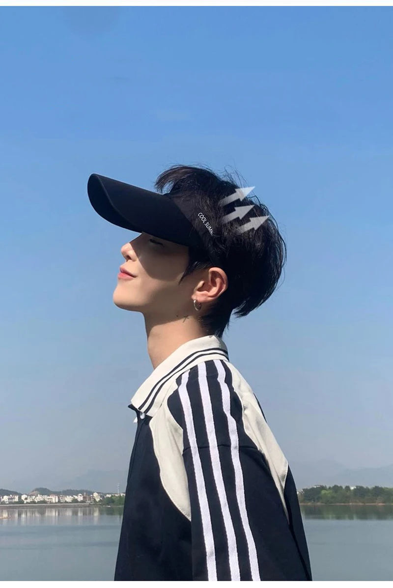 Ice Silk Long Brim Cooling Visor – UV Protection, Stretchy Open-Top Hat | Running, Cycling & Golf | Unisex