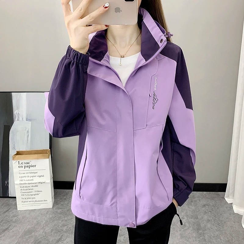 Women's Winter Apparel: Waterproof, Hooded, Outdoors Climbing, Hiking, Running Sports Patchwork Jacket / Rungear