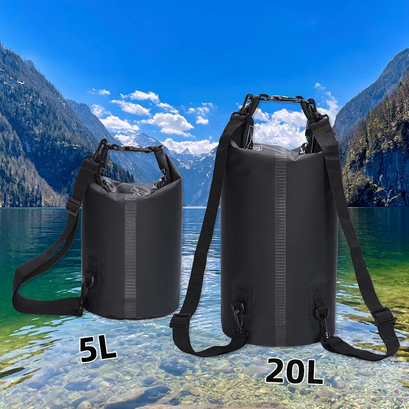 Waterproof PVC Roll-Top Dry Bag | 2L to 30L, Roll-Top Buckle Closure, Shoulder Strap Options | RUNGEAR