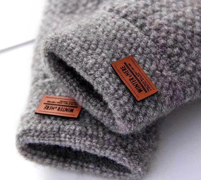 Winter Men's gloves: Warm, Thick Wool, Half Finger Fingerless Gloves / Rungear