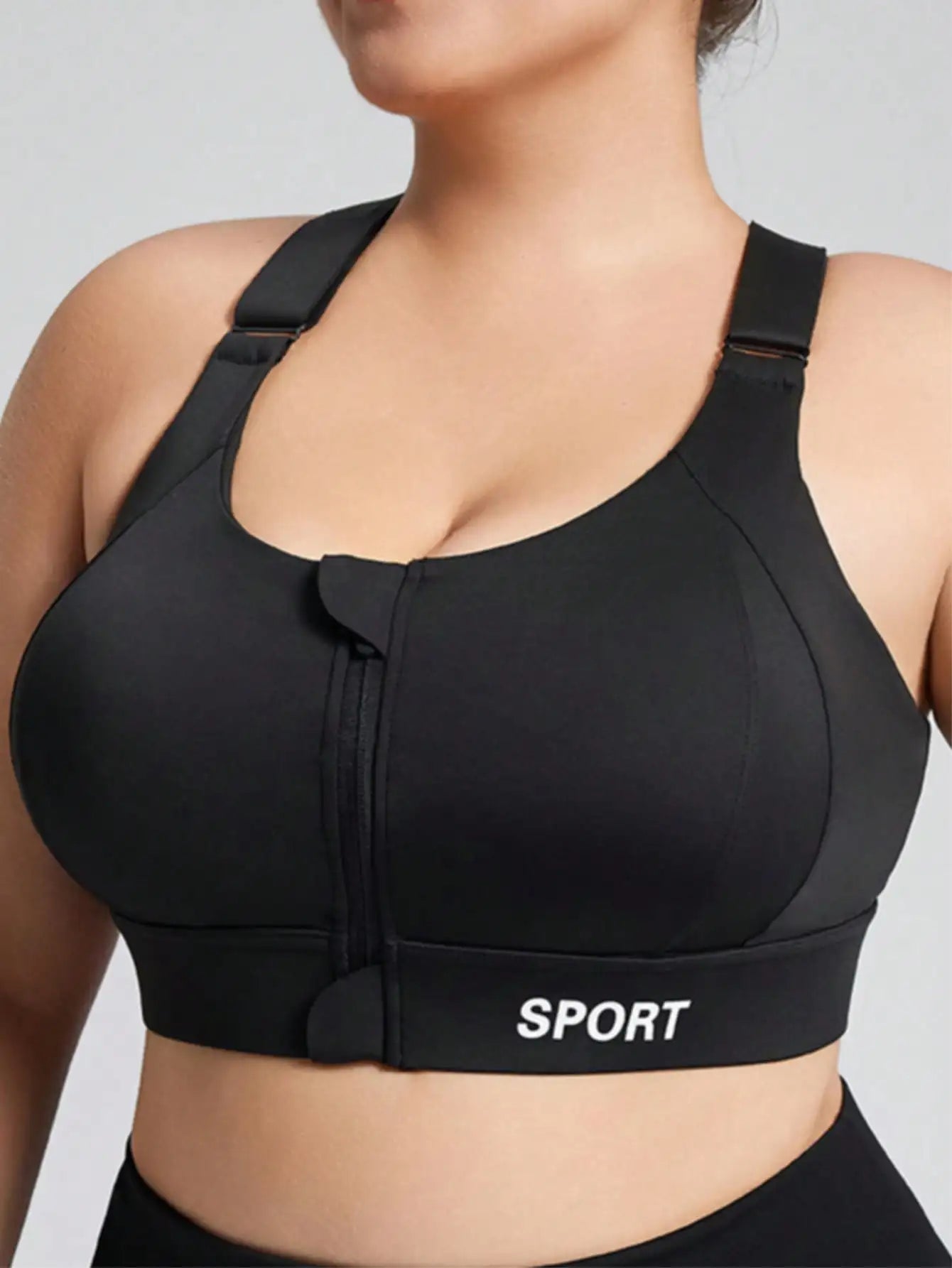 Women's Plus-Size High Support Sports Bra | Front Zip, Adjustable Cross Straps