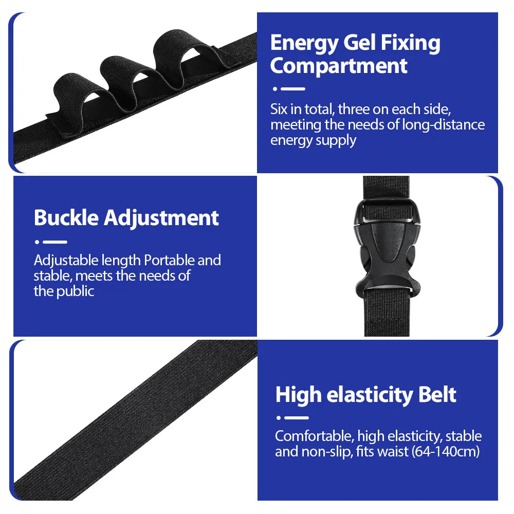 Race Number Belt with 6 Gel Loops | Unisex Bib Holder for Running, Triathlon & Cycling