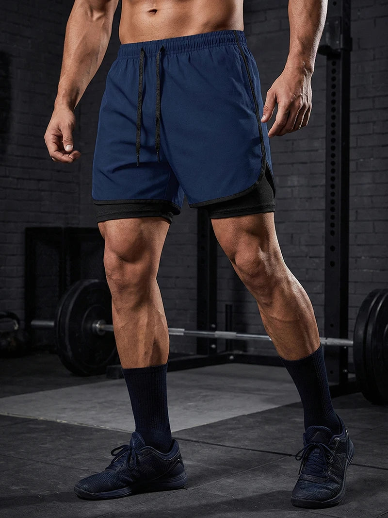 Men's Quick-Dry Apparel: Quick Dry, Stretchy 2 in 1 Running Workout Performance Activewear Shorts with Phone Pocket, Towel Loop / Rungear