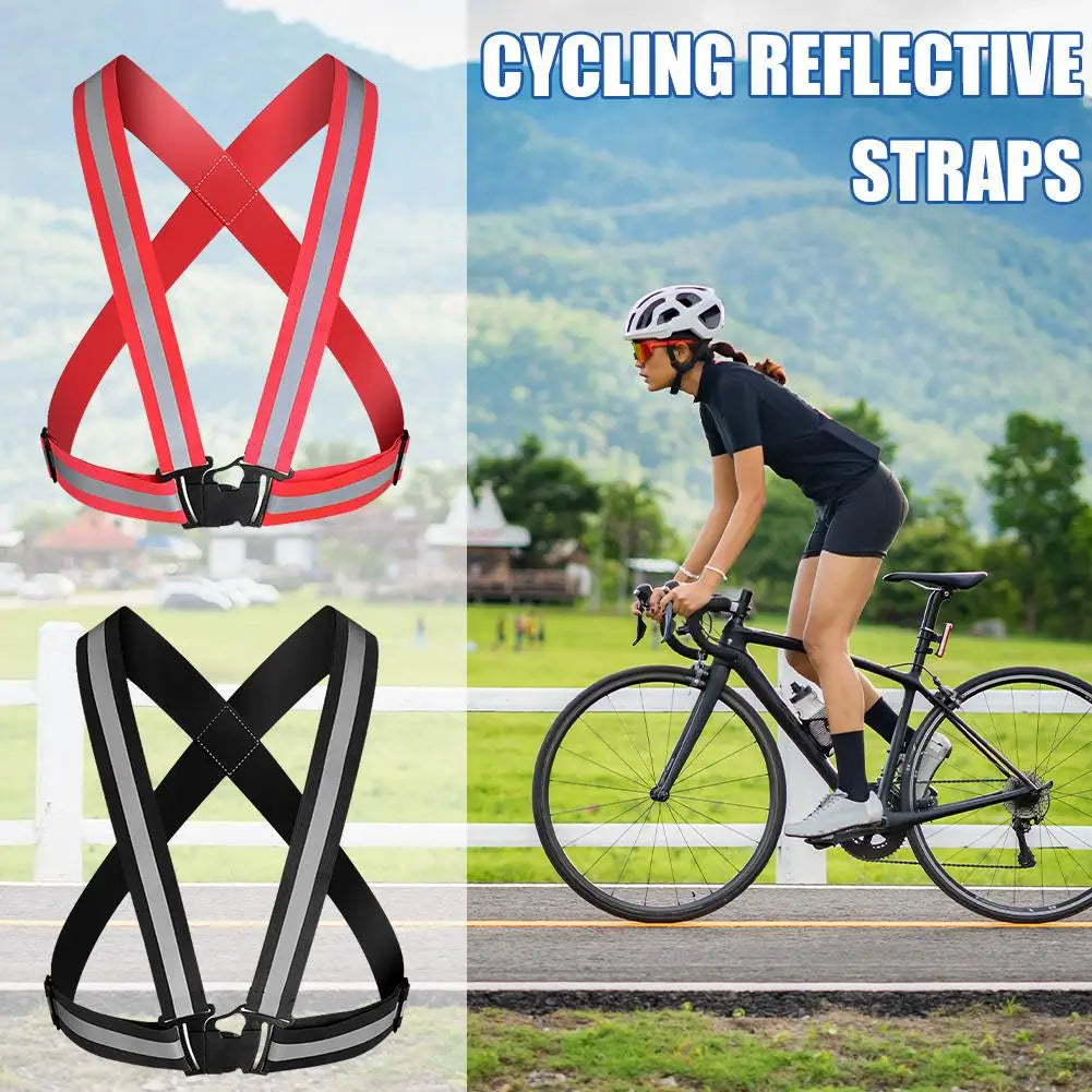 Reflective Safety Vest Harness – Adjustable, Elastic, High-Visibility | Night Running, Cycling & Outdoor | Adults & Children | 5 Colours