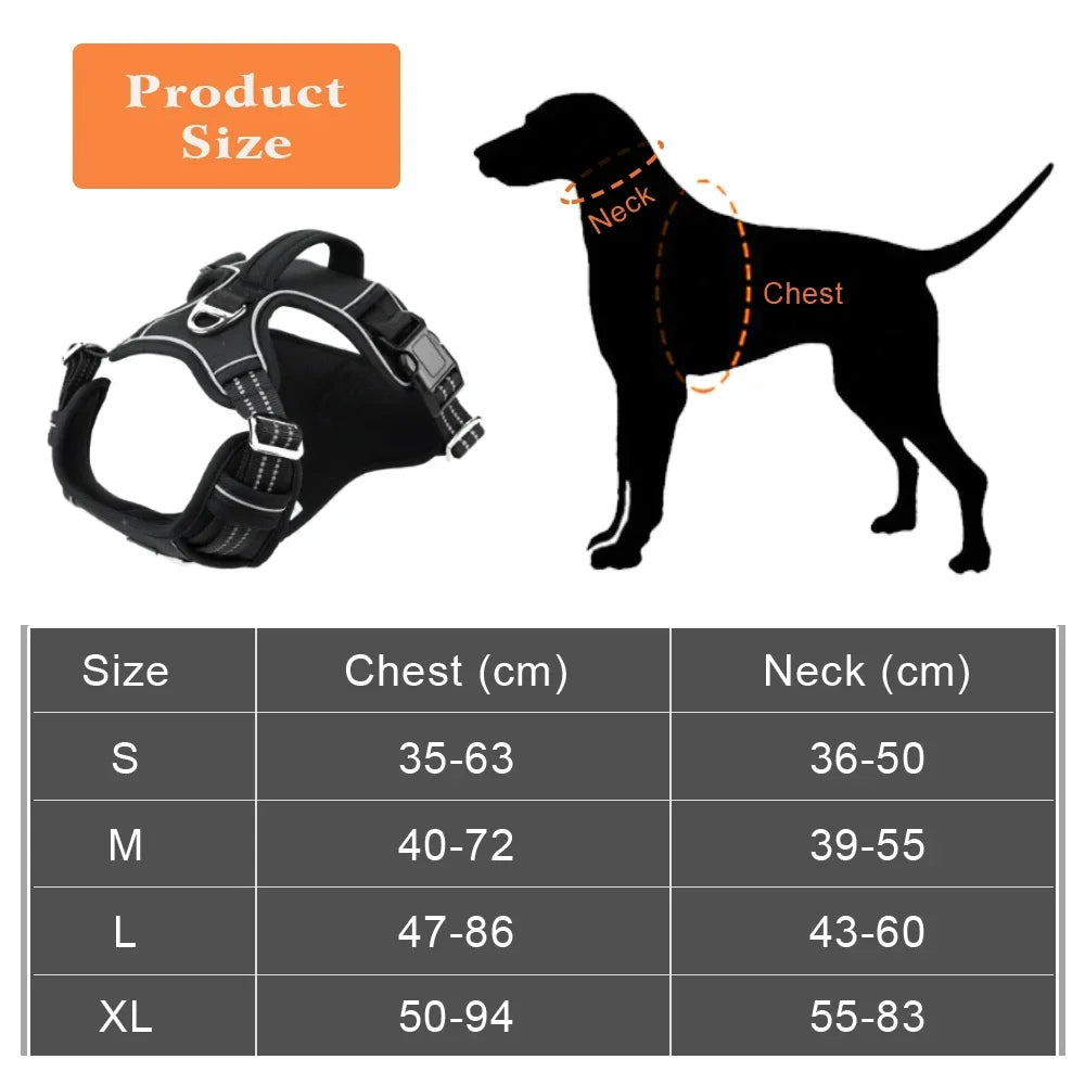 Reflective Pet Accessories: Dog Harness with Vertical Handle, Adjustable Dog Collars for Big Medium Dogs, 1000D Oxford Cloth / Rungear