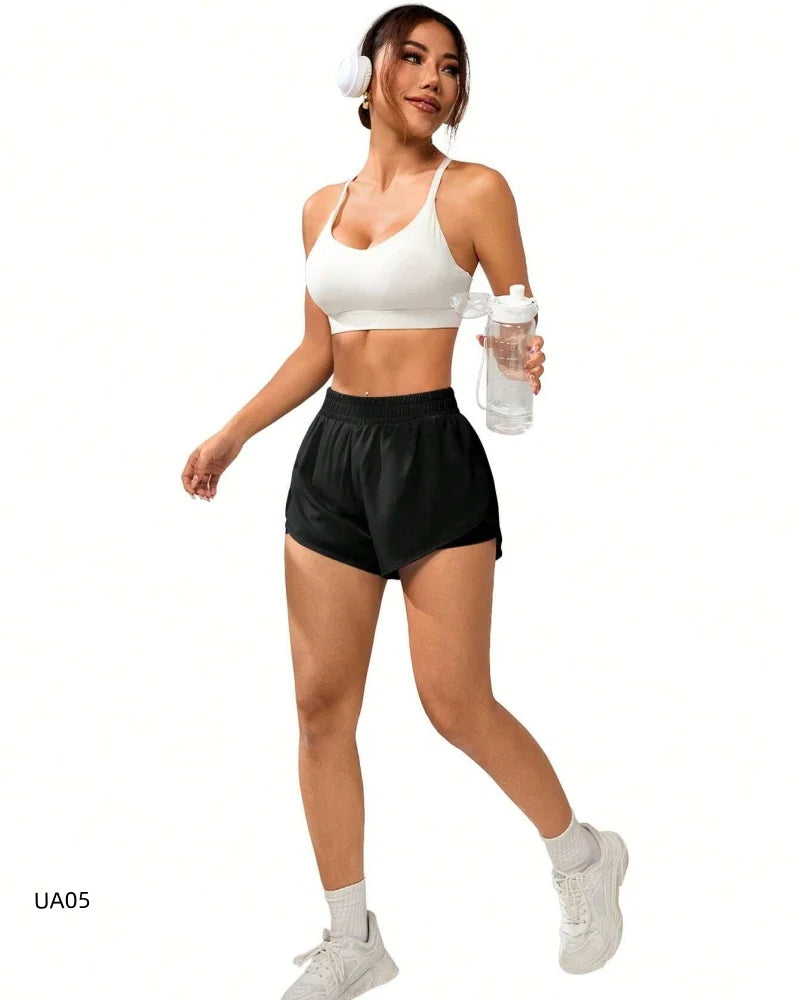 Women's 2-in-1 Quick Dry Running Shorts High Waist Yoga Gym Workout Sports Anti-Chafe Athletic Shorts Tennis And Beach