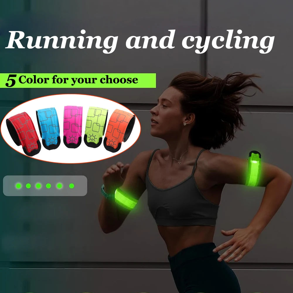 LED Safety Armband for Night Running & Cycling – Rechargeable, Reflective, Adjustable Light Band