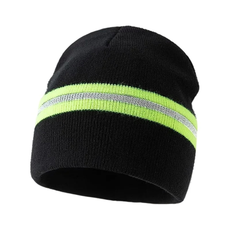 Reflective Hat Gear: Unisex, Warm, Thermal Knit Beanie with Reflective Stripe for Outdoor Sports / Rungear