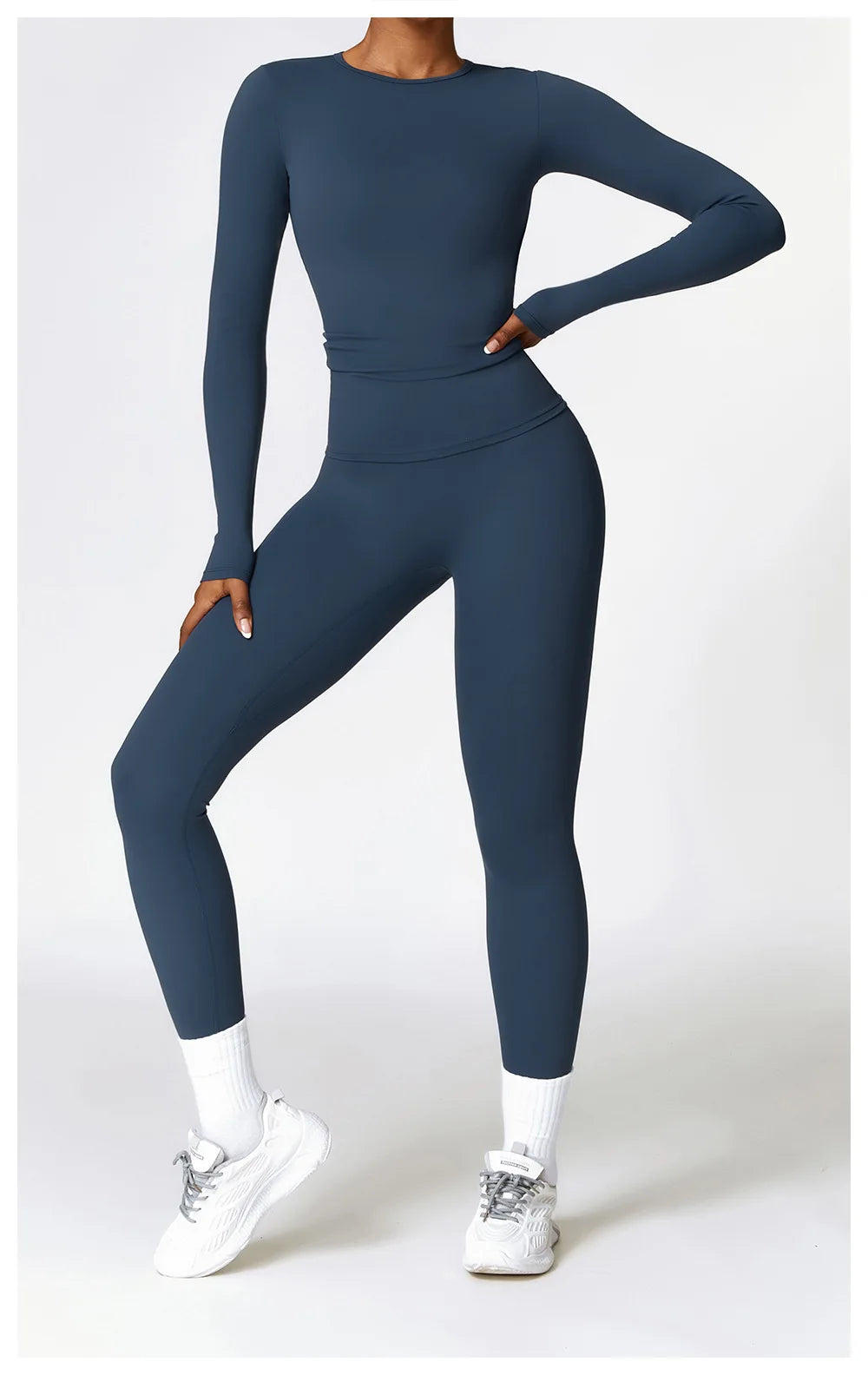 Women's Quick Dry Apparel: Breathable, Long Sleeved, Round Neck, Crop Top Workout Running, Hiking Set / Rungear