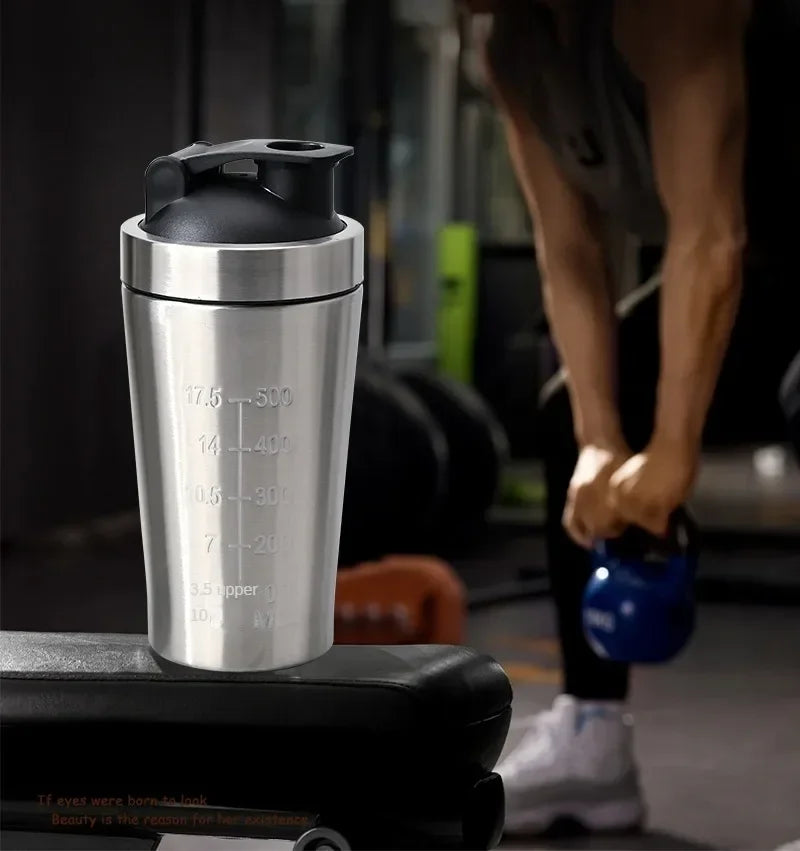 Stainless Steel Protein Shaker Bottle – 304 Steel, Leak-Proof Flip Lid | 500ml & 740ml