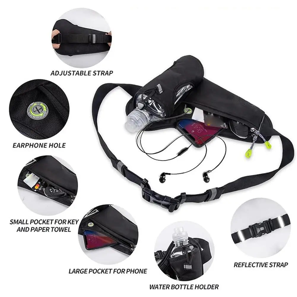 Running Hydration Waist Bag with Water Bottle Holder & Phone Pocket – Lightweight Sports Fanny Pack for Gym, Cycling & Hiking | RUNGEAR
