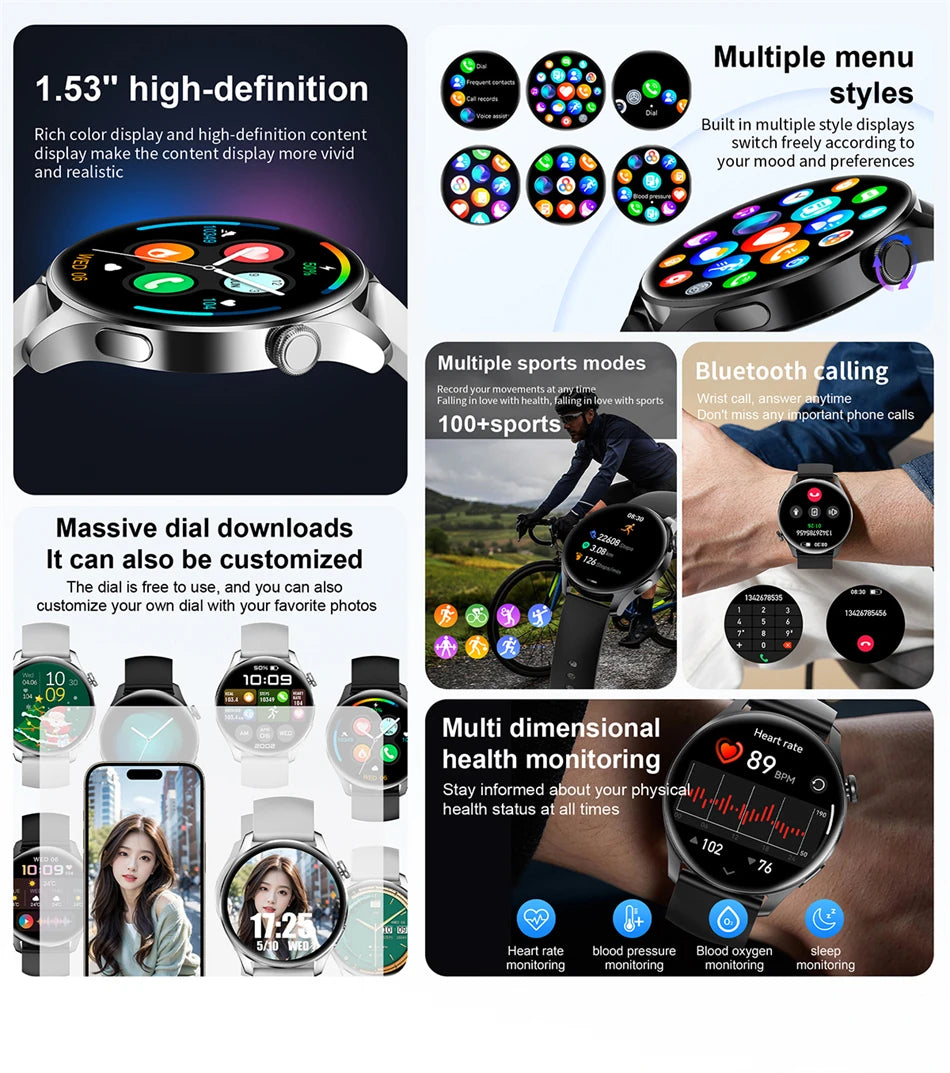 Tech Accessories Gear: 2026 New Smart Watch For Men HD AMOLED Screen, GPS, Motion Heart Rate, Bluetooth, Calls / Rungear