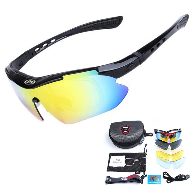 UV400 Sports Sunglasses with 5 Interchangeable Lenses | Running, Cycling & Outdoor