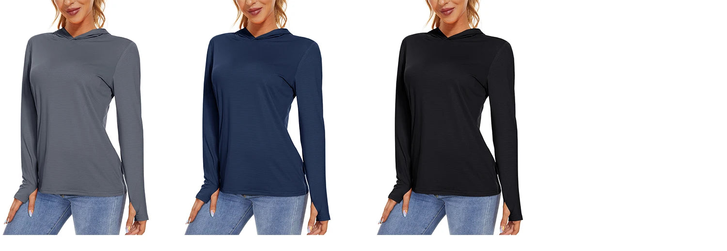 TACVASEN Summer UV/Sun Protection Outdoor Hooded T-shirt Women's Hoodie Shirt UPF 50+ Long Sleeve Fishing Hiking Athletic Shirts