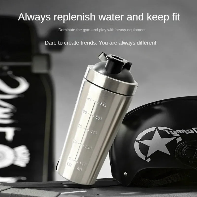 Stainless Steel Protein Shaker Bottle – 304 Steel, Leak-Proof Flip Lid | 500ml & 740ml