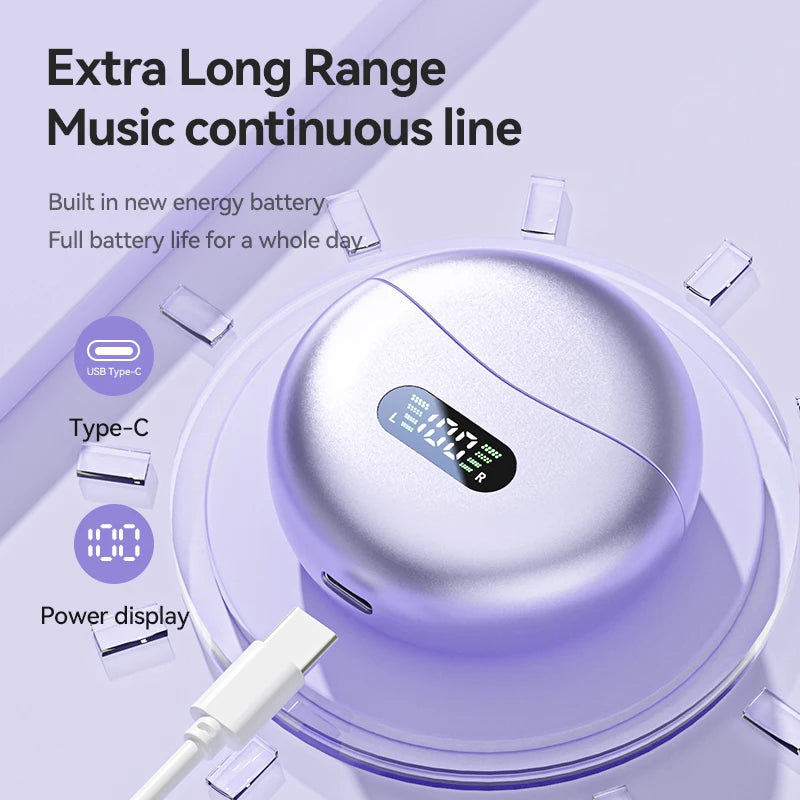 Running Earbuds Gear: Wireless, Waterproof, Bone Conduction HIFI Bluetooth 5.4 Clip-on-Ear Earbuds With Mic Digital Display 2025 / Rungear