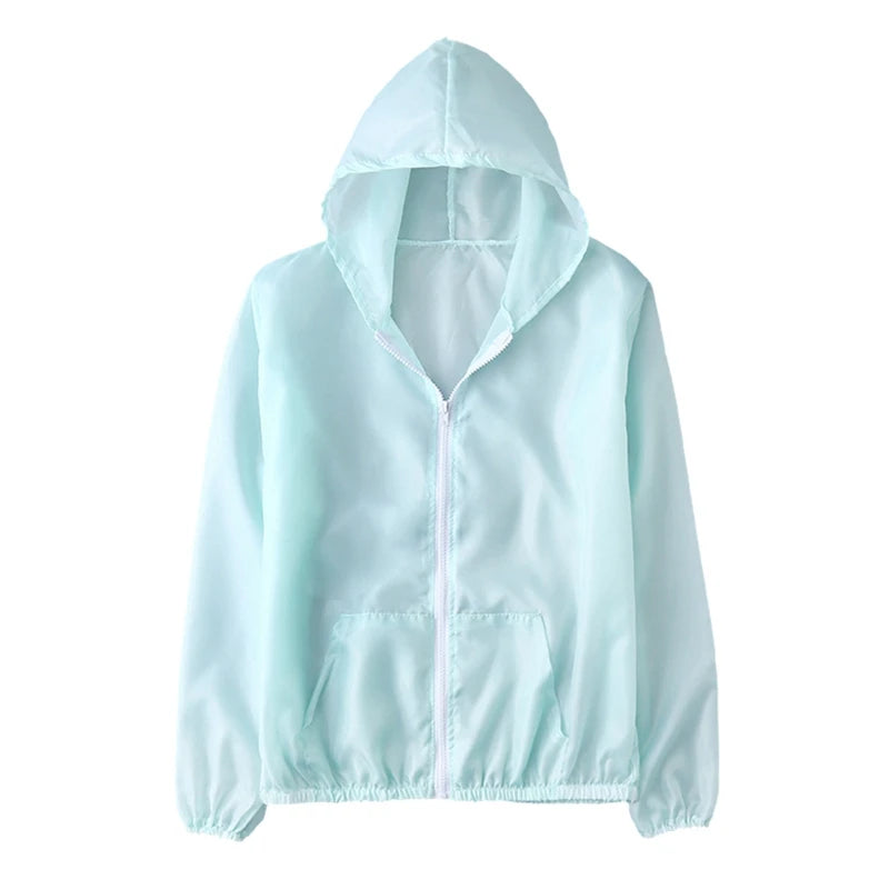 Women's Sun Protection Windbreaker – Lightweight, Hooded, Full-Zip | Outdoor Sports & Casual | S–M