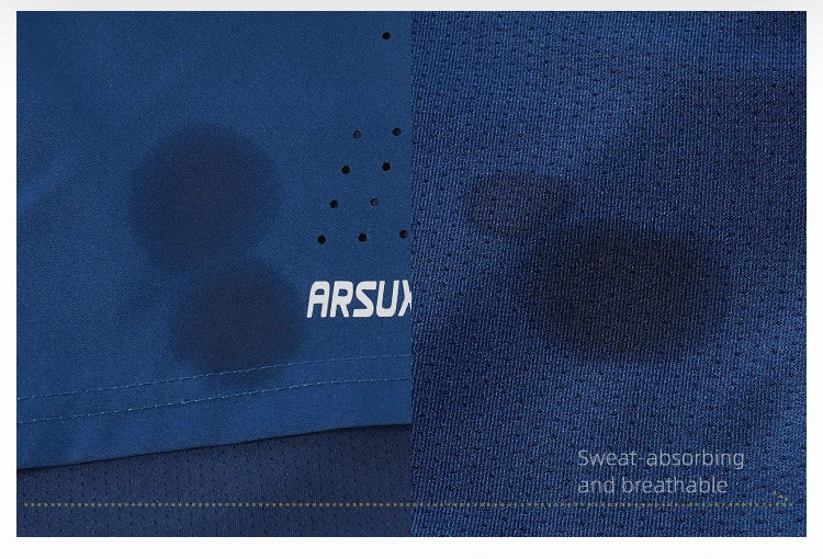 Men's 2 in 1 High Waist Training Gym Fitness Workout Sports Shorts Pants Double Layer B233