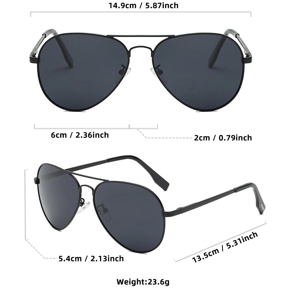 Men's Sunglasses Gear: Classic, Polarized Metal Black Aviation Sunglasses UV400 / Rungear