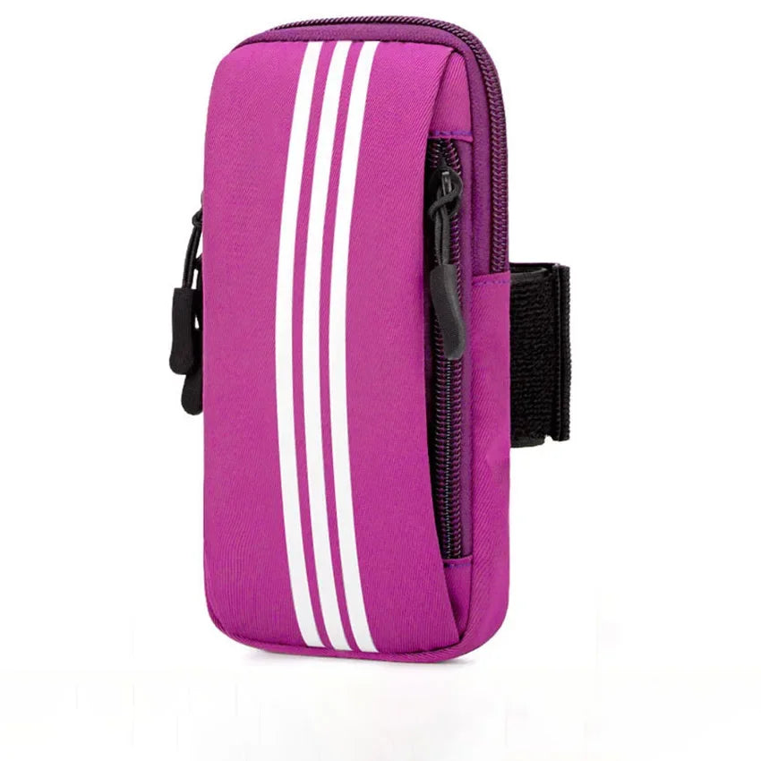 Sports Phone Armband – Dual Zip Pockets, Adjustable Strap, Universal Fit | Running, Gym & Outdoor | Black, Purple, Grey, Pink, Blue & Orange